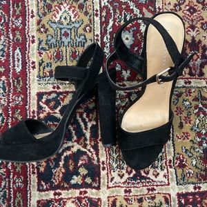 black suede high heels! Perfect for any formal occasion.